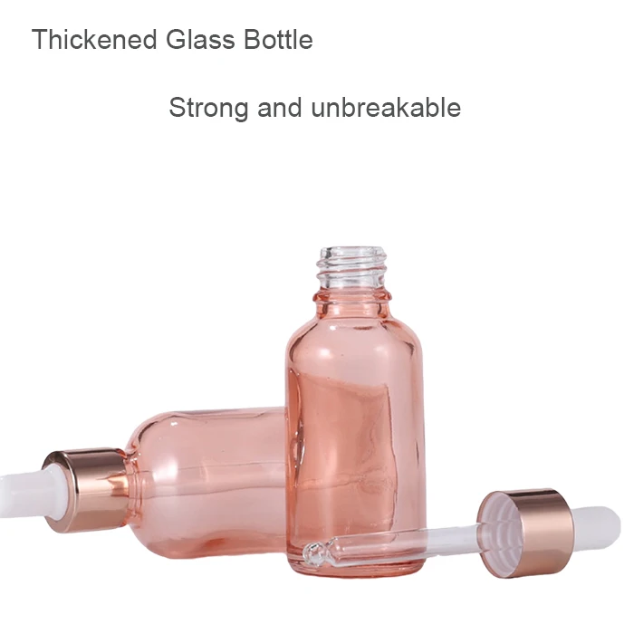 Amazon Hot Sales 30Ml Cherry Pink Glass Dropper Bottle With Rose Gold Dropper