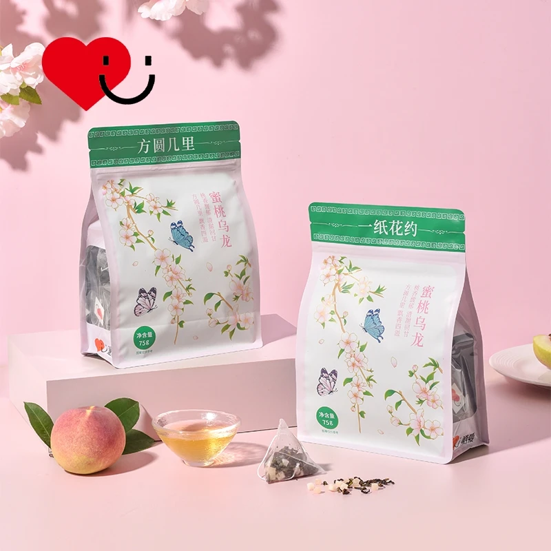 Peach Oolong tea hot or cold can be brewed triangle bag flavored fruit tea