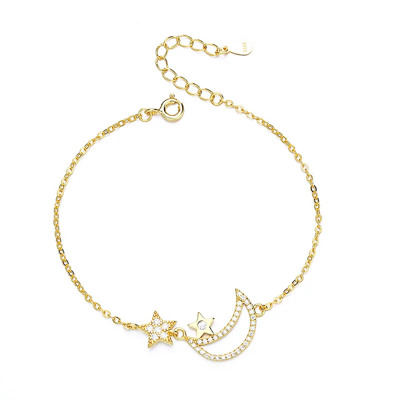 High Quality Women Jewelry Five-pointed star moon boat Bracelet elegant Moon Star Charm jewelry