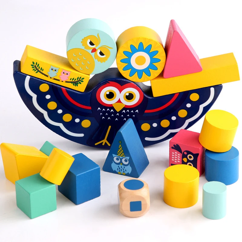 Hot Sale 2022 Wholesale custom owl animal stacking high Balance interactive puzzle stacking tower toy building blocks