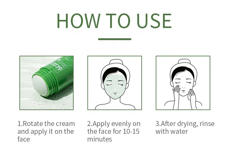 Wholesale OEM OBM natural Anti Acne Egg Plant Clay Green Mask Stick Pore Cleanser poreless deep cleansing mask stick mask 40g