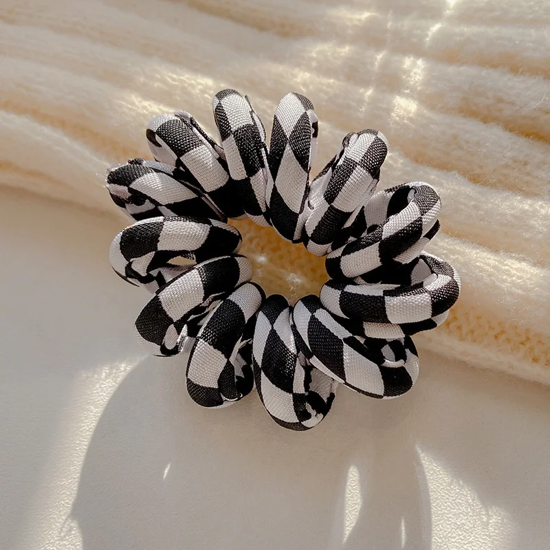 Ziming Korean Style Vintage Leopard Pattern  Wrapped TPU Telephone Wire Hair Ties Macarons Colors Elastic Hair Rings For Girls