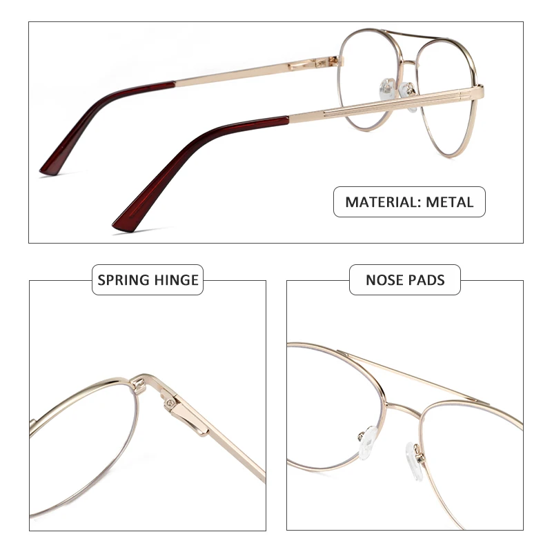 2021 Wholesale Vintage Round Anti Blue Light Glasses Metal Pilot Double Bridge Optical Glasses for Men Women