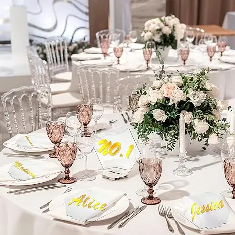 Acrylic Hexagon Table Numbers 10 PC Clear Wedding Table Place Card Holder Sublimation DIY Name Cards Reception Display Racks