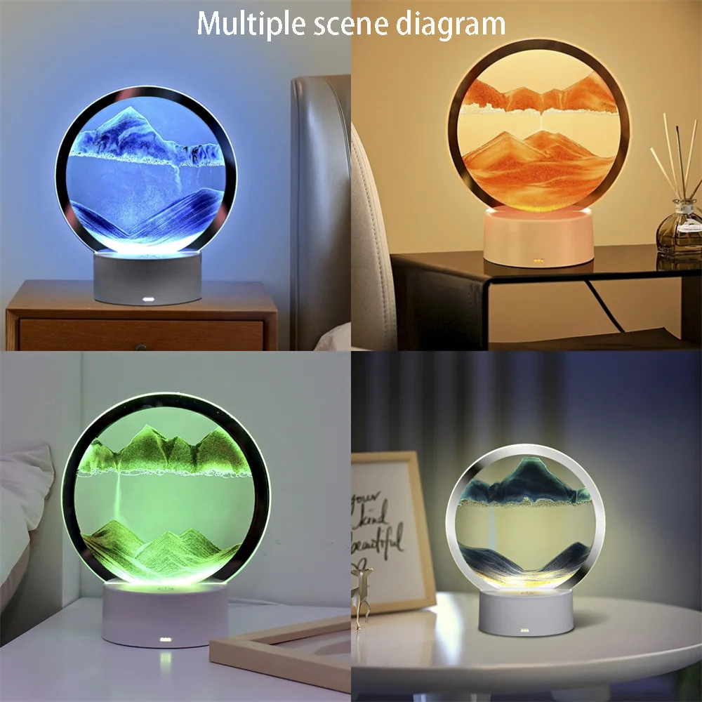 Художественная настольная лампа Liusha RGB цветные Меняющие цвет зыбучие пески рисование светильники Креативные 3D лампы для песочных часов