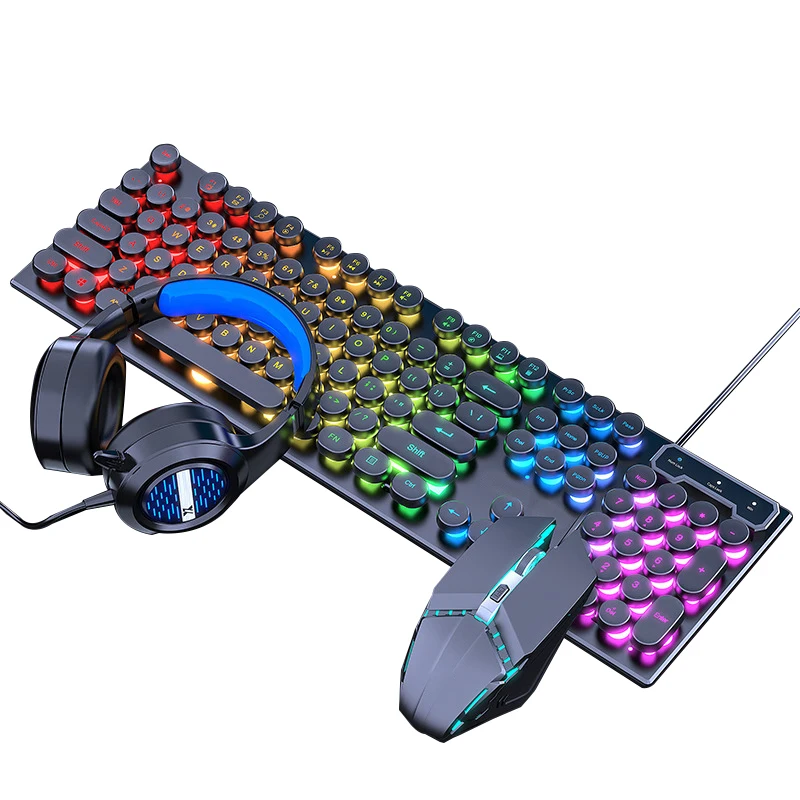 Wired Keyboard Mechanical Feel Wired Mixed Light Punk E-sports Game Office Notebook Desktop Computer Game Keyboard And Mouse Set