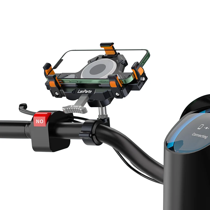 LanParte Metal Quick Release Secure Lock Handle Bar Rearview Mirror Mount Mobile Phone Clamp Holder for Bike Bicycle Riding