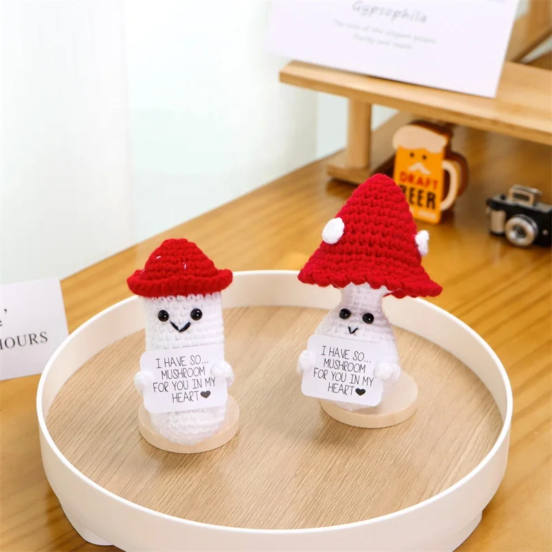 New Positive Energy Potato Finished Handmade Wool Knitted Doll Toy Finished Home Office Car Decoration Crochet Gifts Doll Toy