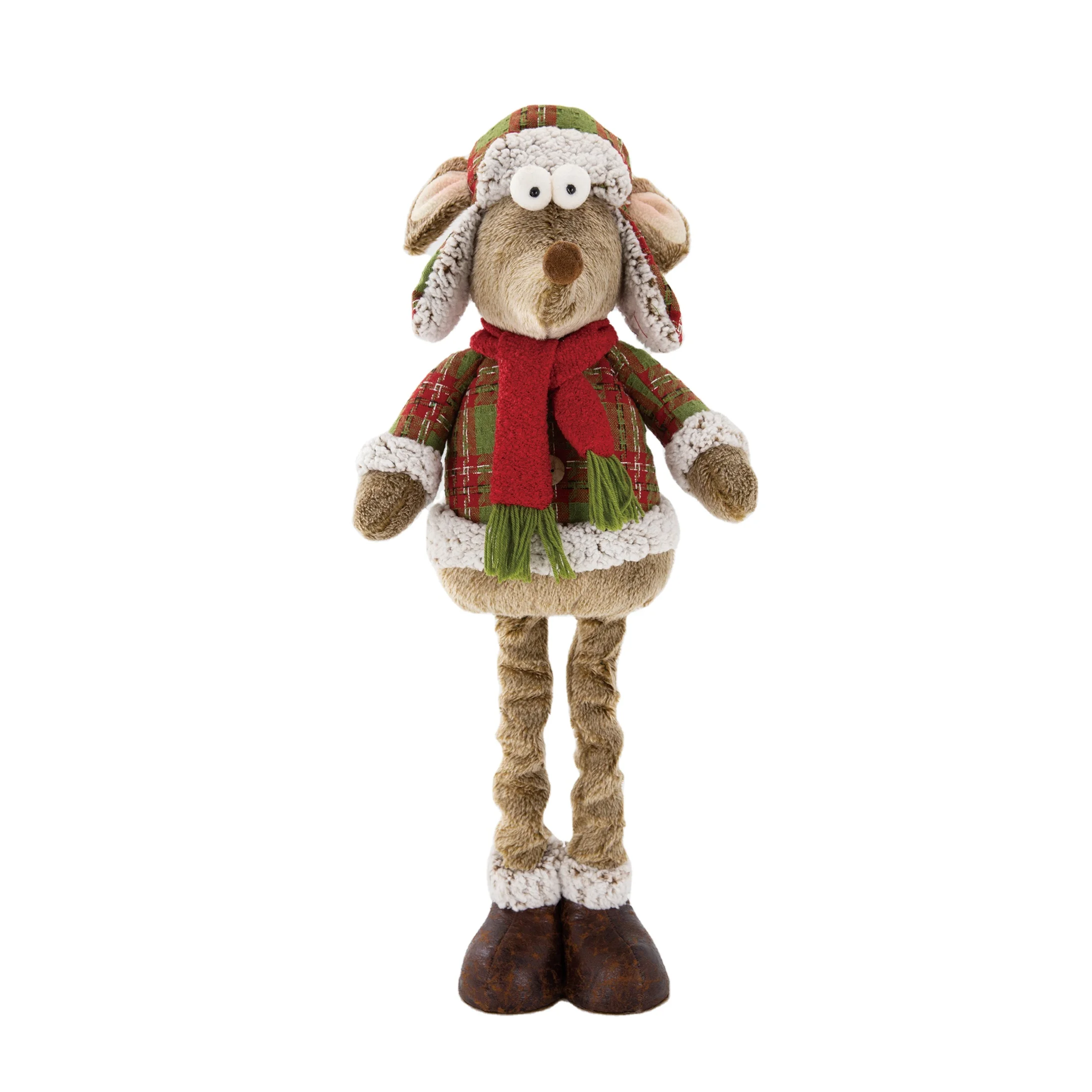 
Wholesale Mini Indoor Decoration Christmas Gift Cloth Doll Craft Moose Elk Santa Standing Stuffed Doll for Christmas Decoration 