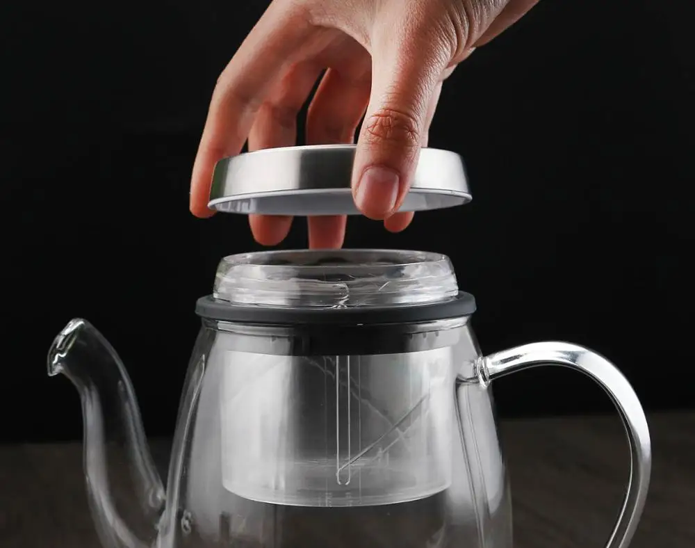 Fashion twist-off lid design hand-blown  borosilicate glass tea pot coffee pot
