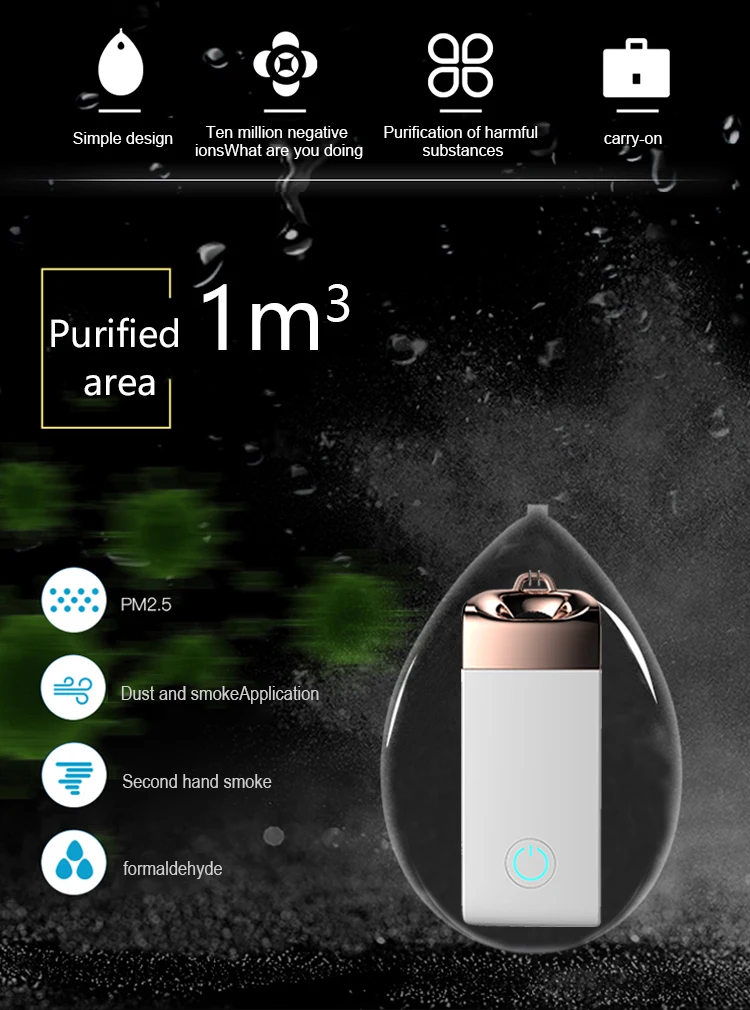 
Nano OEM manufacturer USB necklace portable hanging neck air purifier 