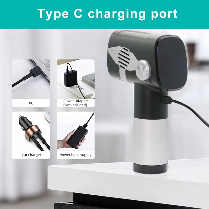 New Air Duster 37000-43000 RPM Electric Air Blower for Computer Keyboard Electronics Cleaning, Reusable Dust Destroyer