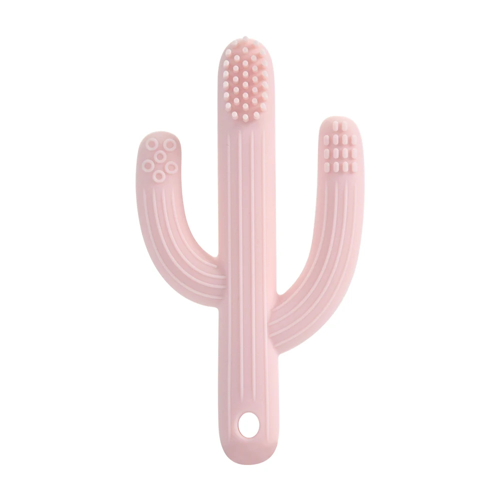 100% Food Grade BPA Free Cactus Shape Baby Chewable Teething Toys Toddle Teether Colorful Soft Silicone Teether