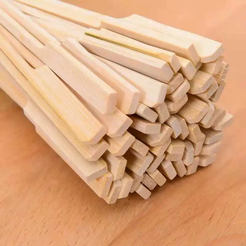 Food Grade Bamboo Flat Skewers Hot Dogs Picks Snack Hold Sticks With Customized Logo