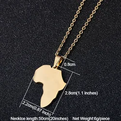 Wholesale 18K Gold Plated Stainless Steel Africa Map Pendant Necklace for Women