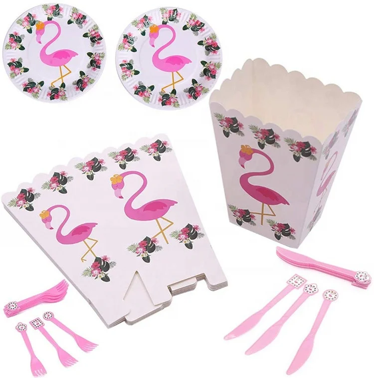UMISS Paper 98Pcs Complete Party Decorations for Tropical Birthday, Luau Summer Hawaiian Party Favors Flamingo Party Supplies