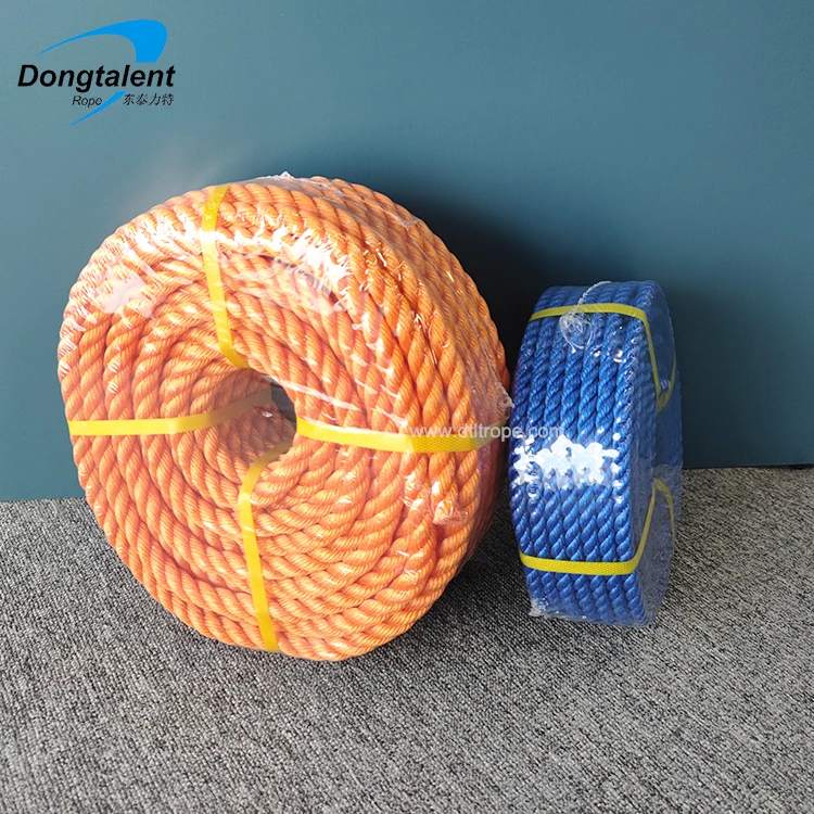 18mm   yellow polyethylene rope twisted pe twisted seaweed rope three strands of polyethylene rope