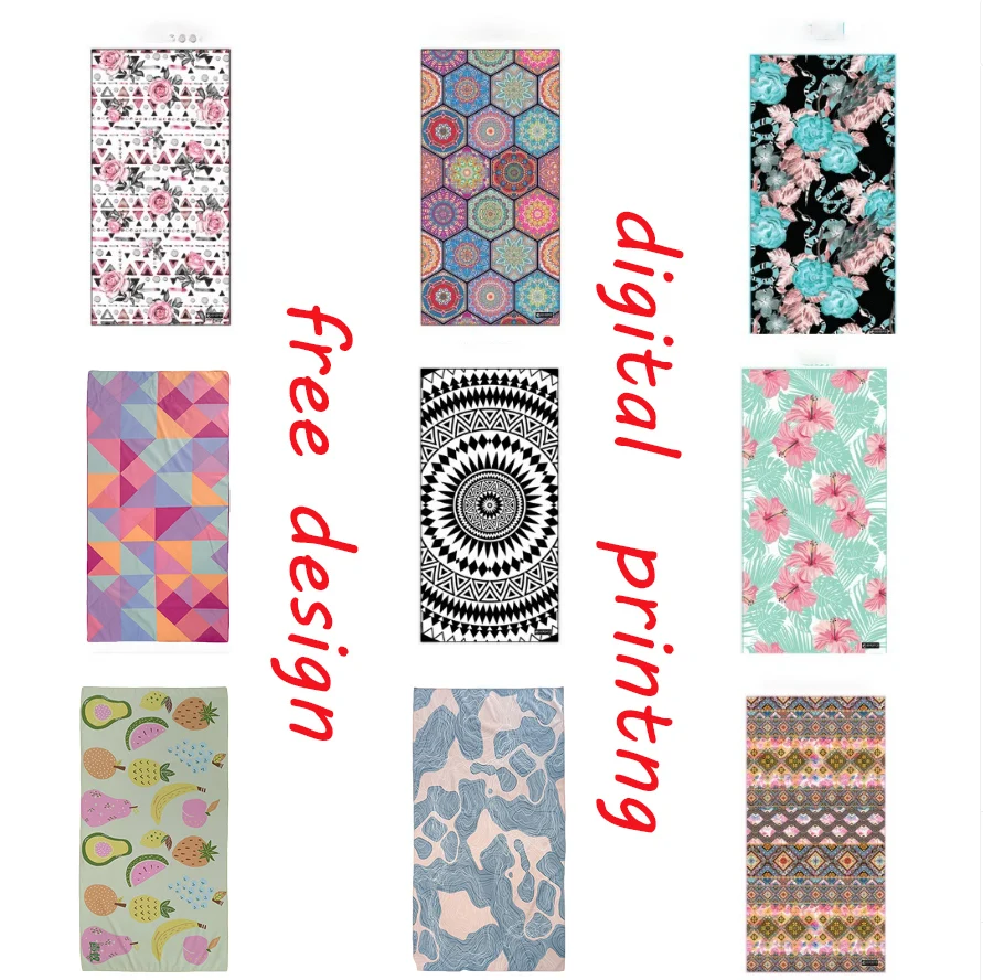 Wholesale price recycled repet microfiber beach towel free design custom printing and logo sand free beach towel
