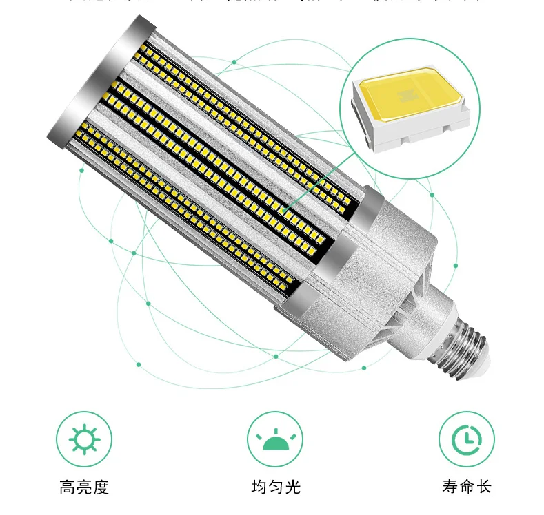 LED High Power All Metal Corn Light 120W Aluminum Energy Saving Bulb For Warehouse Workshop Garage Basement Lobby Living Room