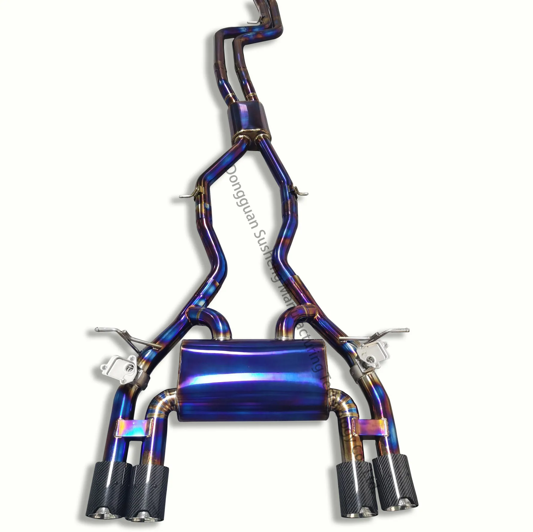 Exhaust pipe muffler is made of top titanium alloy with carbon fiber tips for B*W S55 M3 M4 F8x catback