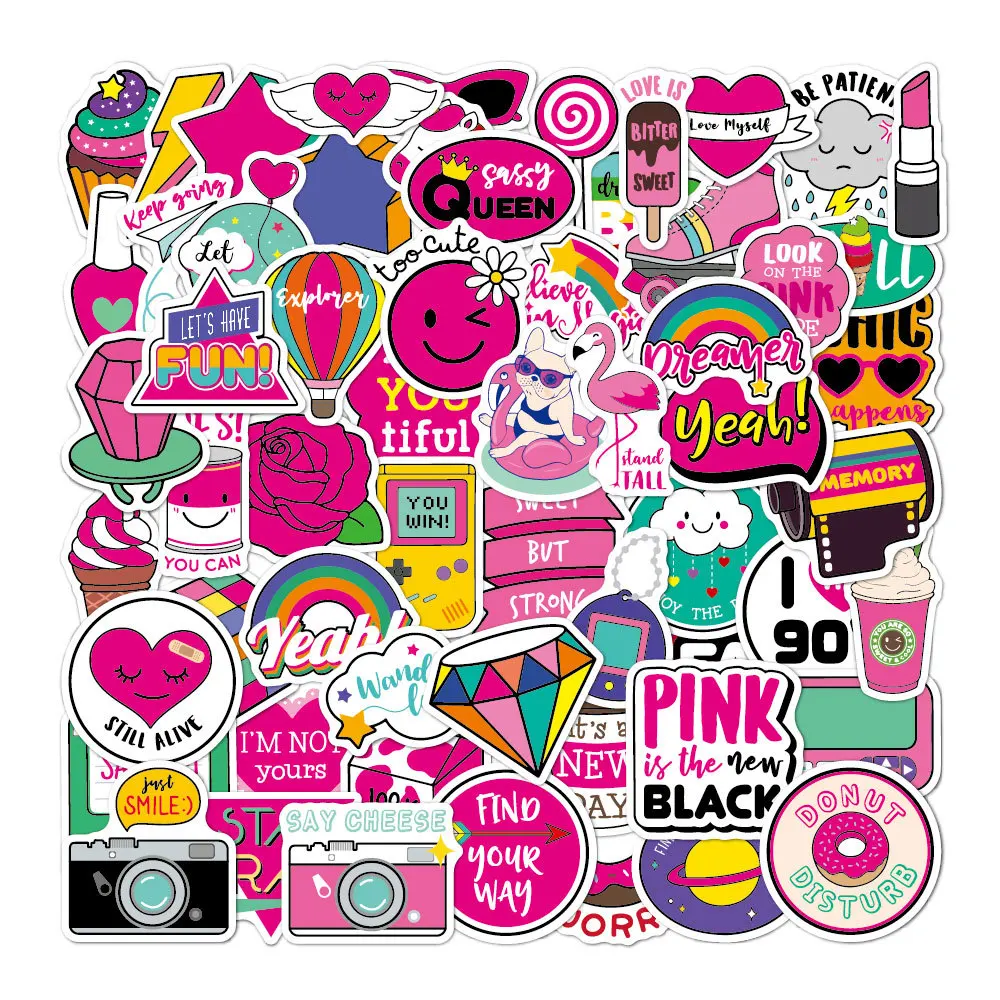 50pcs In Stock PVC label sticker printing waterproof self adhesive vinyl packaging die cut sticker for luggage laptop