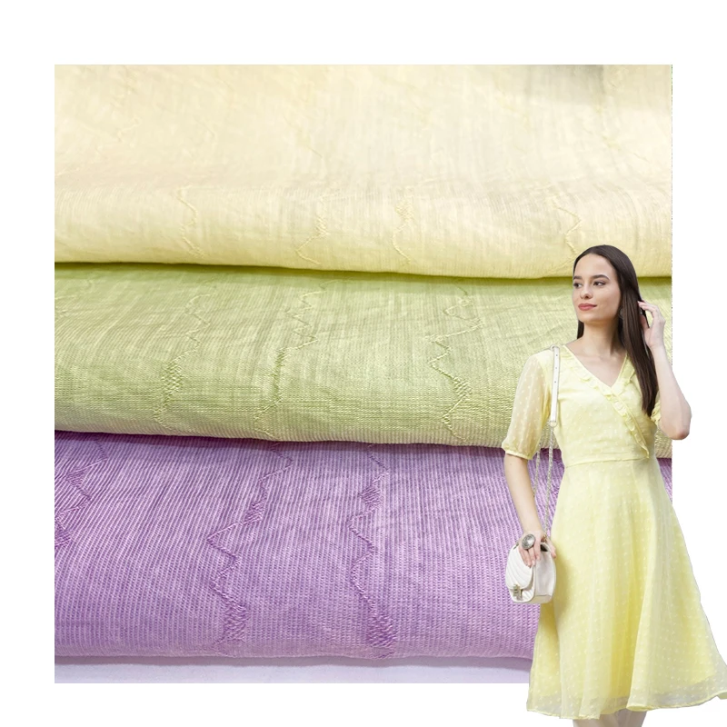 stock lot crinkle jacquard custom printed nylon viscose dress woven fabrics