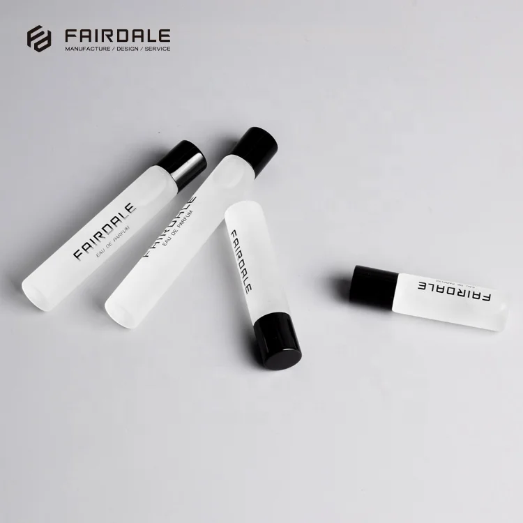 Matte White Glass Tube Perfume Deodorant Bottle 5ml 8ml 10ml Glass Roll On Bottle Essential Oil Packing