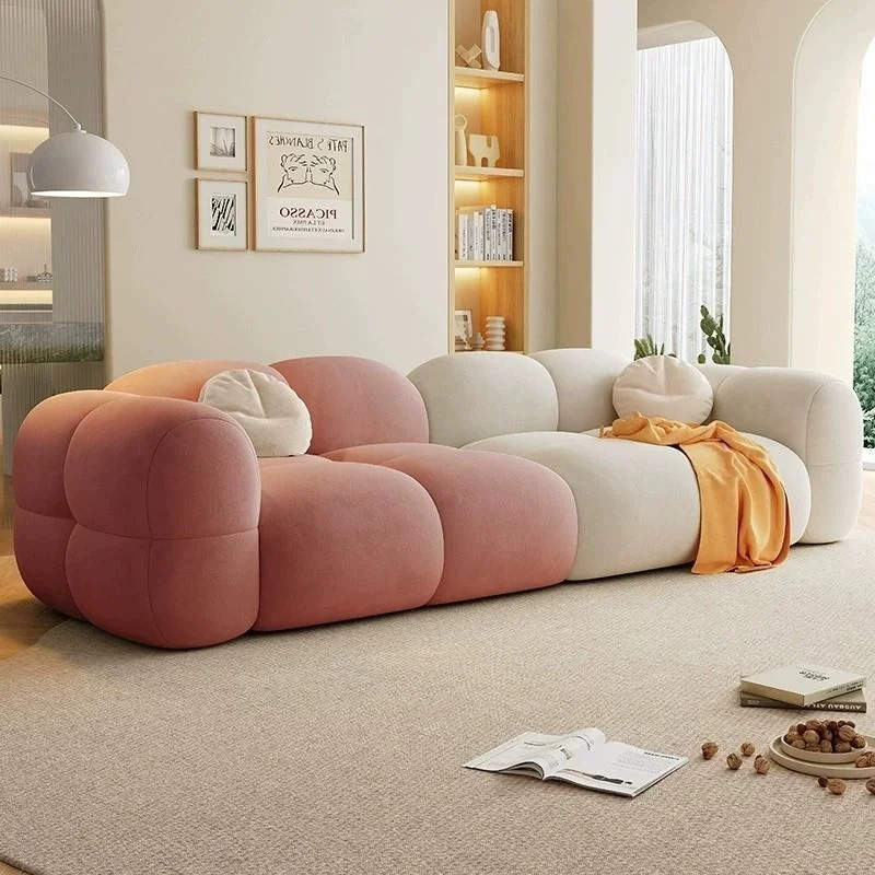 Modern Scandinavian Luxury Bedroom Set Accessible Curved Sofa Color-Matched Luxury Bed Stylish Normcore Design Popular