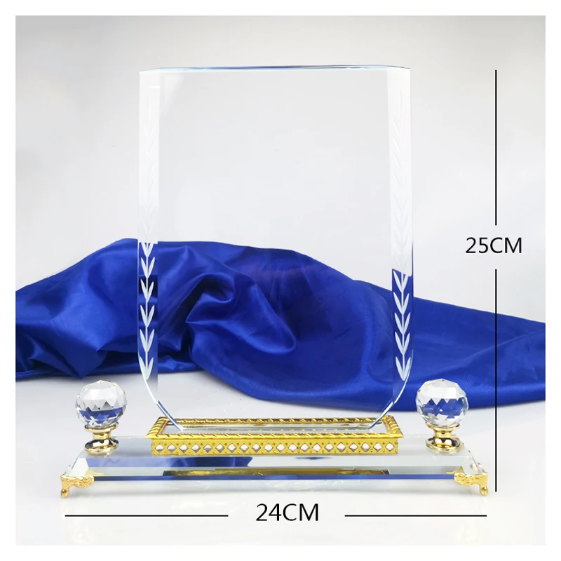 Wholesale crystal trophy glass plaque for Certificate of honor