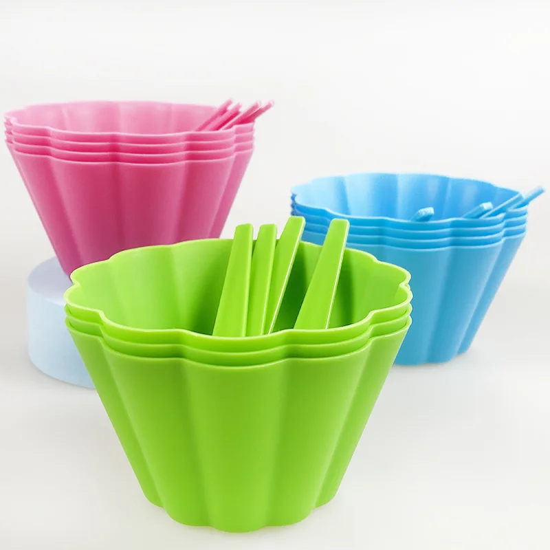 Hot Sale Yogurt Dessert Salad Jar With Spoon Colorful Summer Ice Cream Bowl Reusable Plastic Cup Frozen