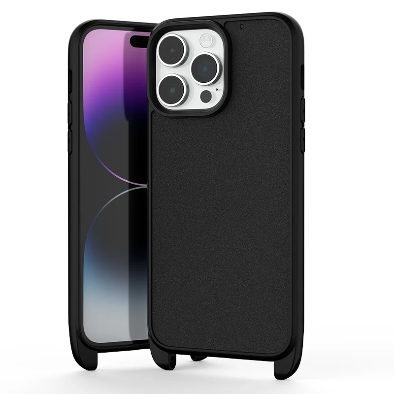 Newest Low Price Sublimation Groove Blank Tpu Pc Lanyard Mobile Phone Back Case For Iphone 14