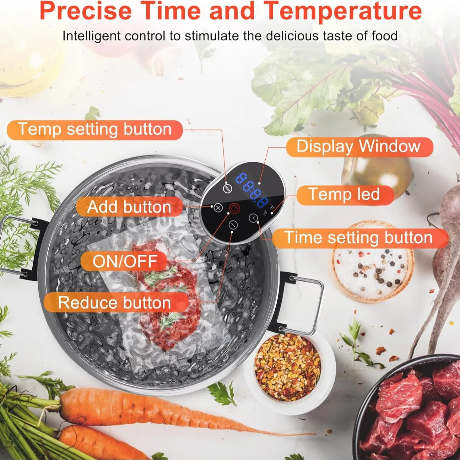 1100W Sous Vide for Perfect Meat Fish and Vegetables Reliable for Professional Kitchens and Home Chefs