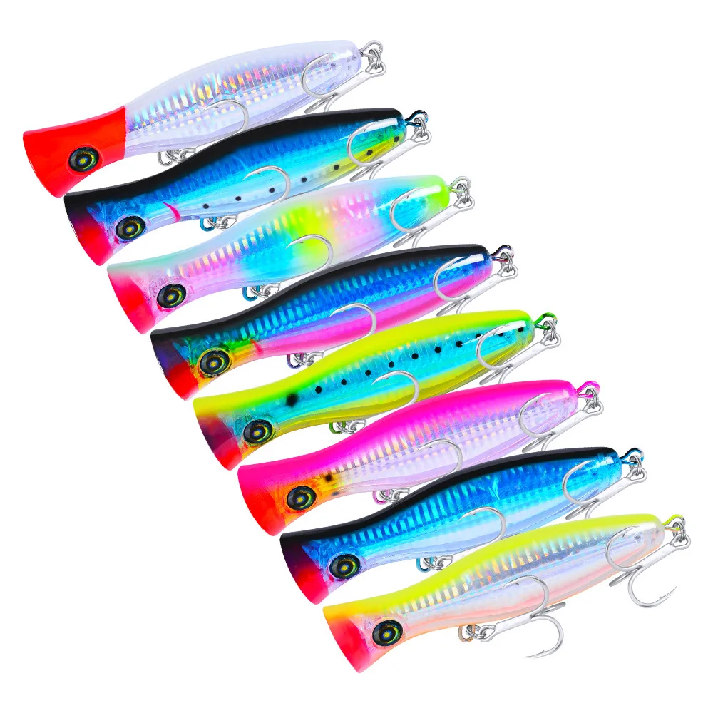 Strong Hooks 3D Fishing Lures Lipless Floating Topwater Popper Bait Fishing Lures 130mm 43g