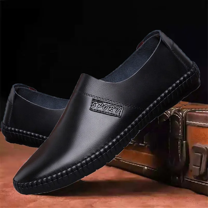 
new style oil resistance PU men slip on stitching casual shoes 