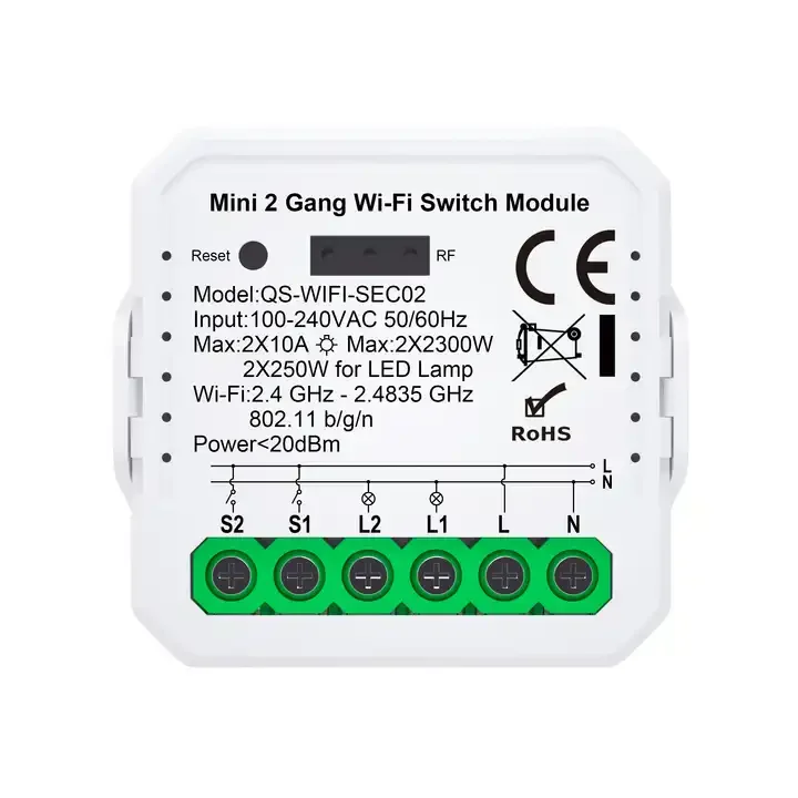 Szmyq 2Gang 10A 2300 Вт мини умный переключатель Wi-Fi Голосовое управление от Alexa Google Home Беспроводной APP реле с семидневным таймером модуль