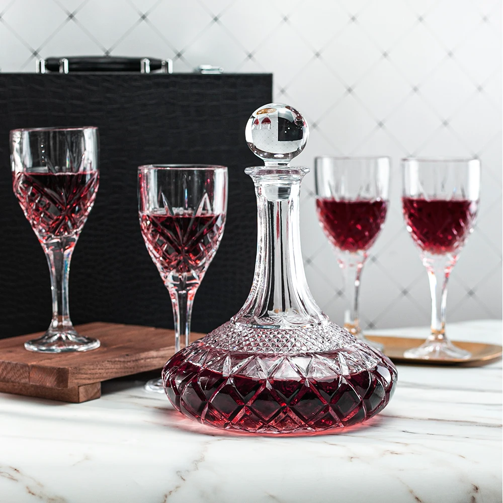 NOVARE 1500ml Machine Made Luxury Wine Decanter Set Lead Free Crystal Glass Wine Decanter for Gift