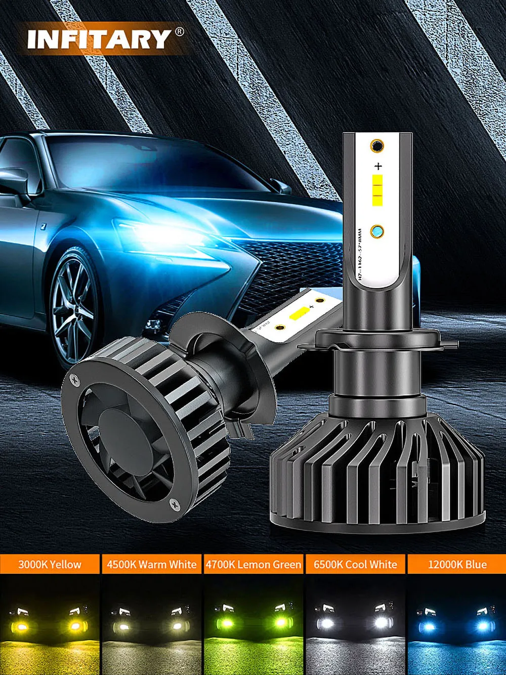 Infitary F2 COB BK H4 6500K led car lights H7 H11 9005 9006 H4 h7 led headlight bulb car bulbs h7