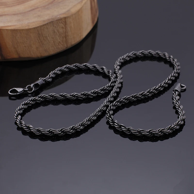 KALEN 660*4mm Necklace Men Oxidation Stainless Steel Male Choker