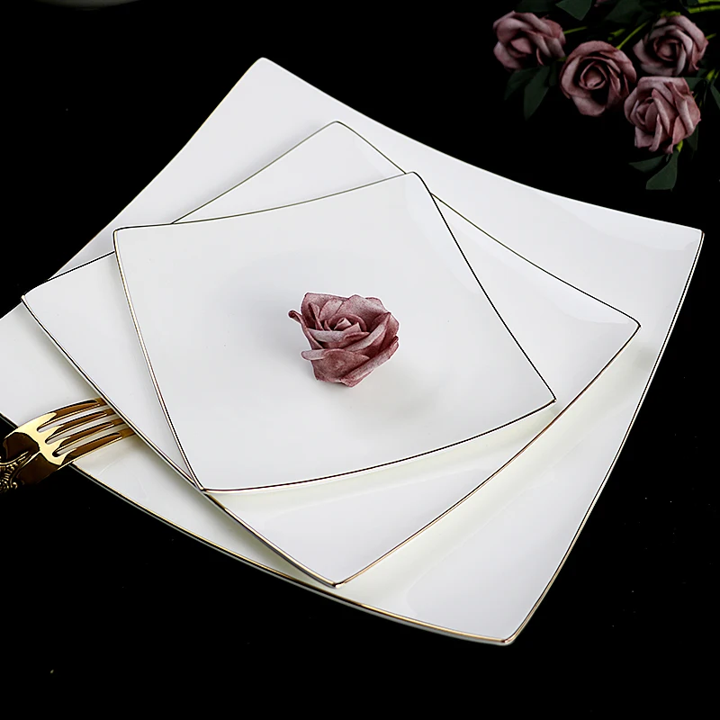 24pcs dinnerware set wholesale luxury porcelain tableware set dubai gold ceramic dinnerware wedding plates set