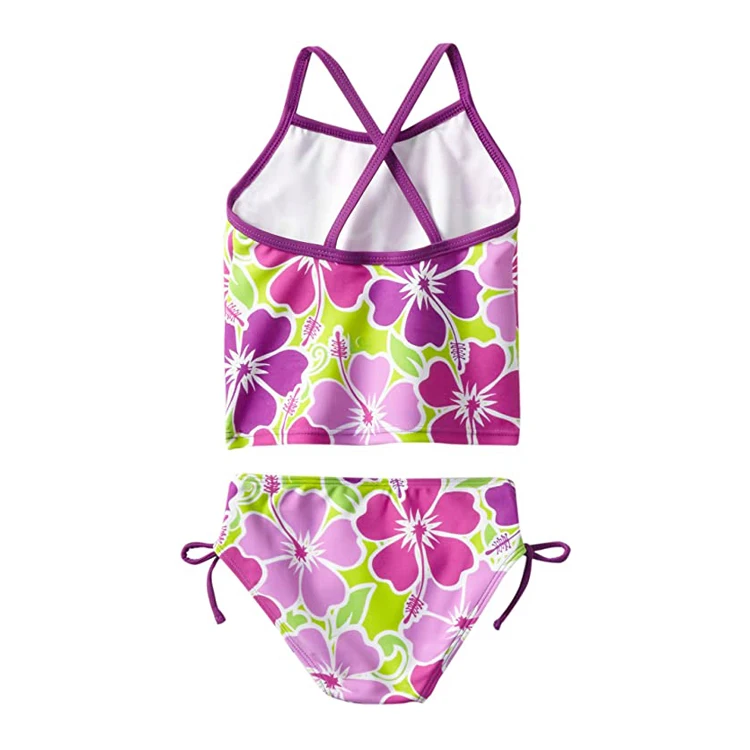 2020 new girls high waist bikini customized kids lovely color two piece swimwear