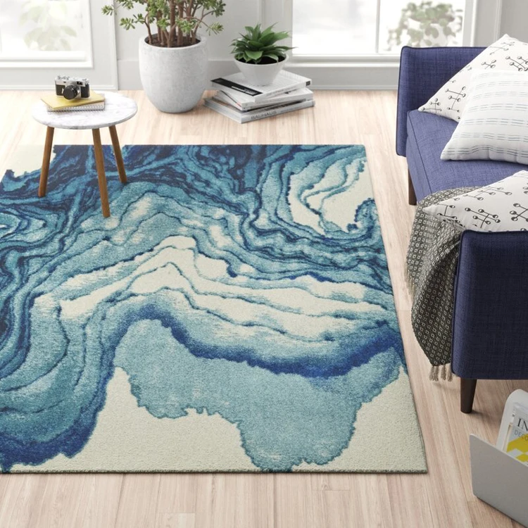 High Quality Floor Carpet and Rugs Shuff Abstract Blue Charcoal Area Rug
