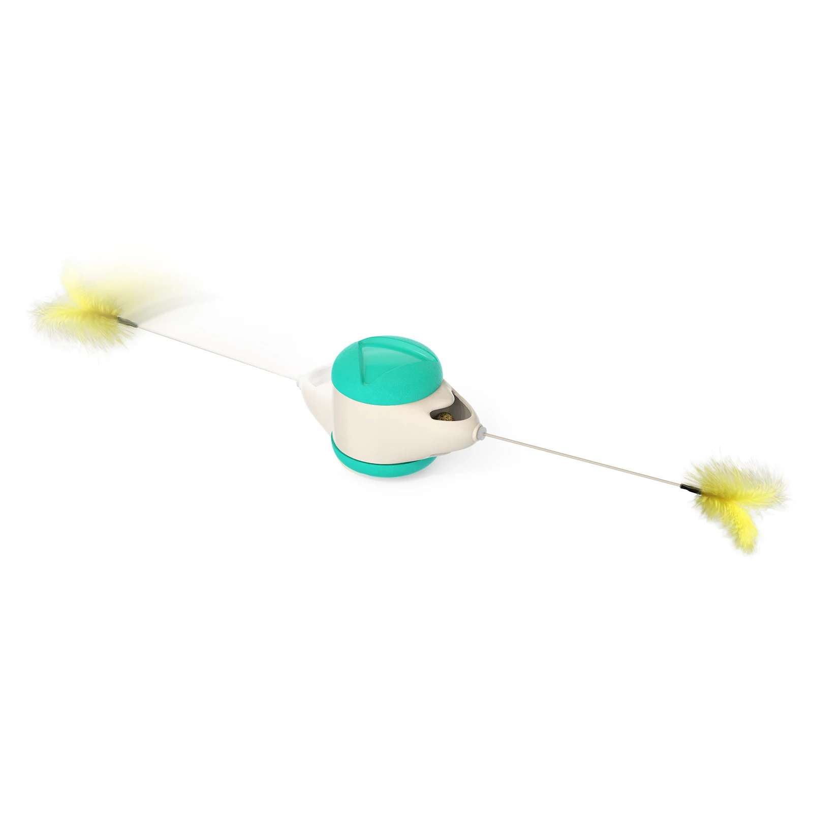 Training Catnip Ball Wheel Rotate Pet Tumbler Stick Feather Interactive Cat Toy with Owner