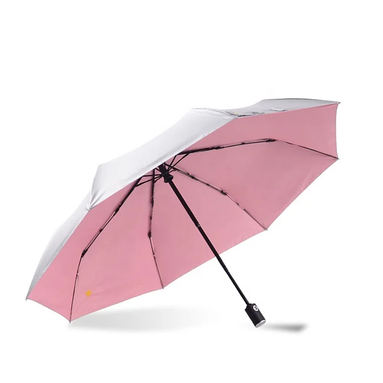 
UV Protection Fabric with Silver Coating Fully Automatic Umbrella Three folding Umbrella With Logo Prints 