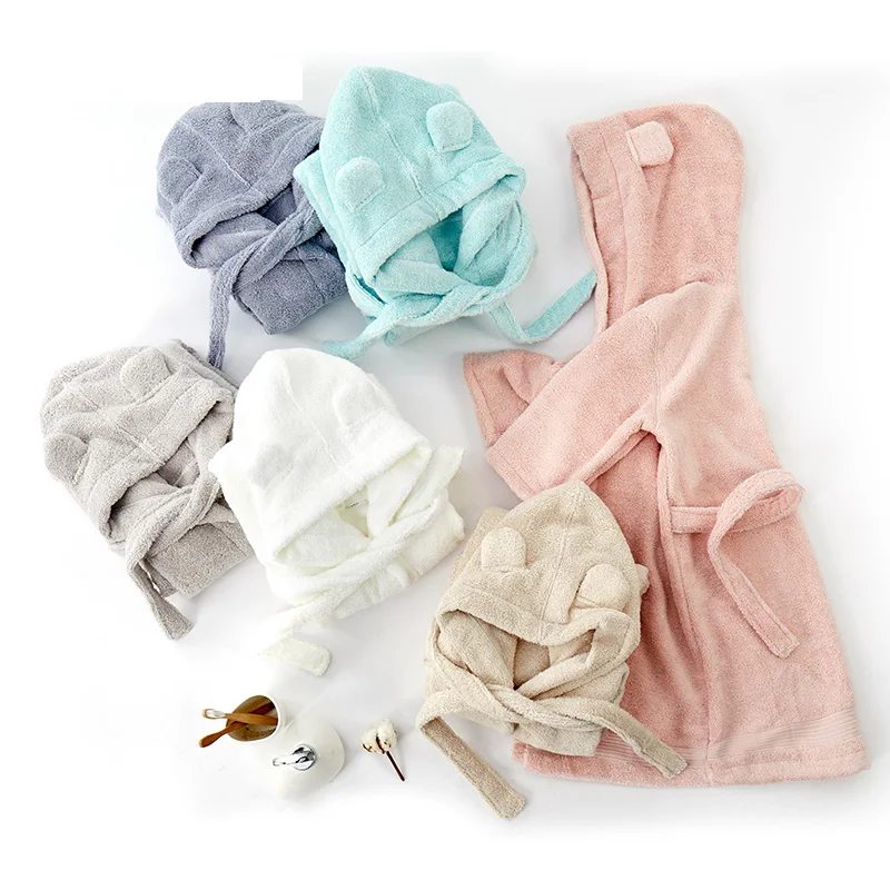 
Factory Wholesale bademantel kinder Custom Design Unisex Soft baby hood bathrobe cotton child bathrobe  (62039837446)