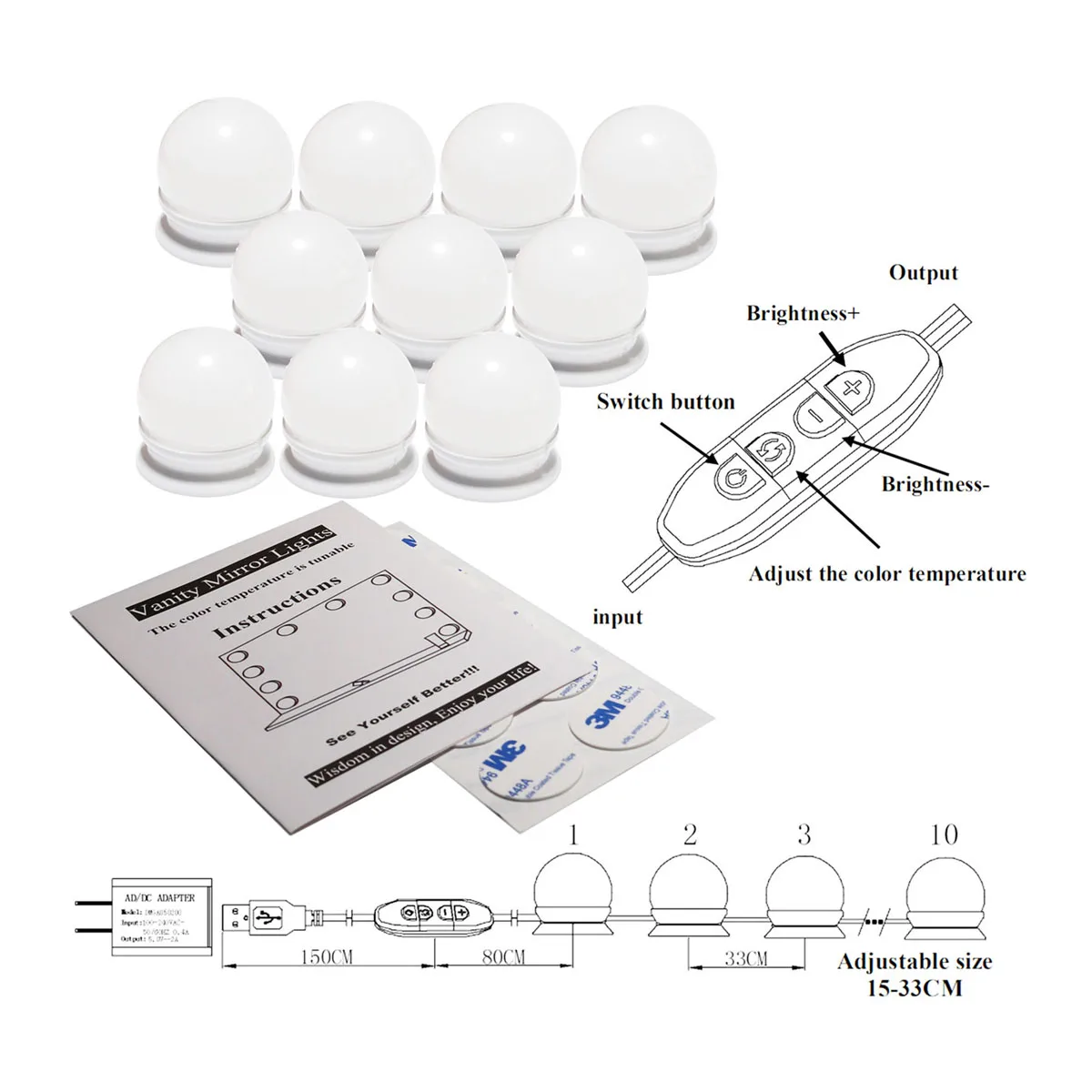 Dressing table make up mirror Hollywood mirror LED bulb