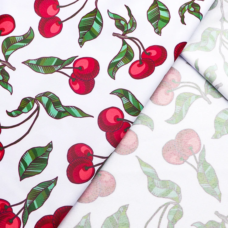 china shaioxing factory Cherry desgin 100% polyester printer woven fabric for lady