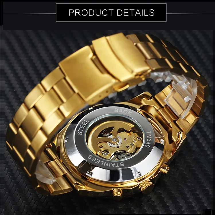 Winner Brand Stainless Steel Watch Men Skeleton Auto Mechanical custom LOGO Watch Male Dress Clock WINNer  246