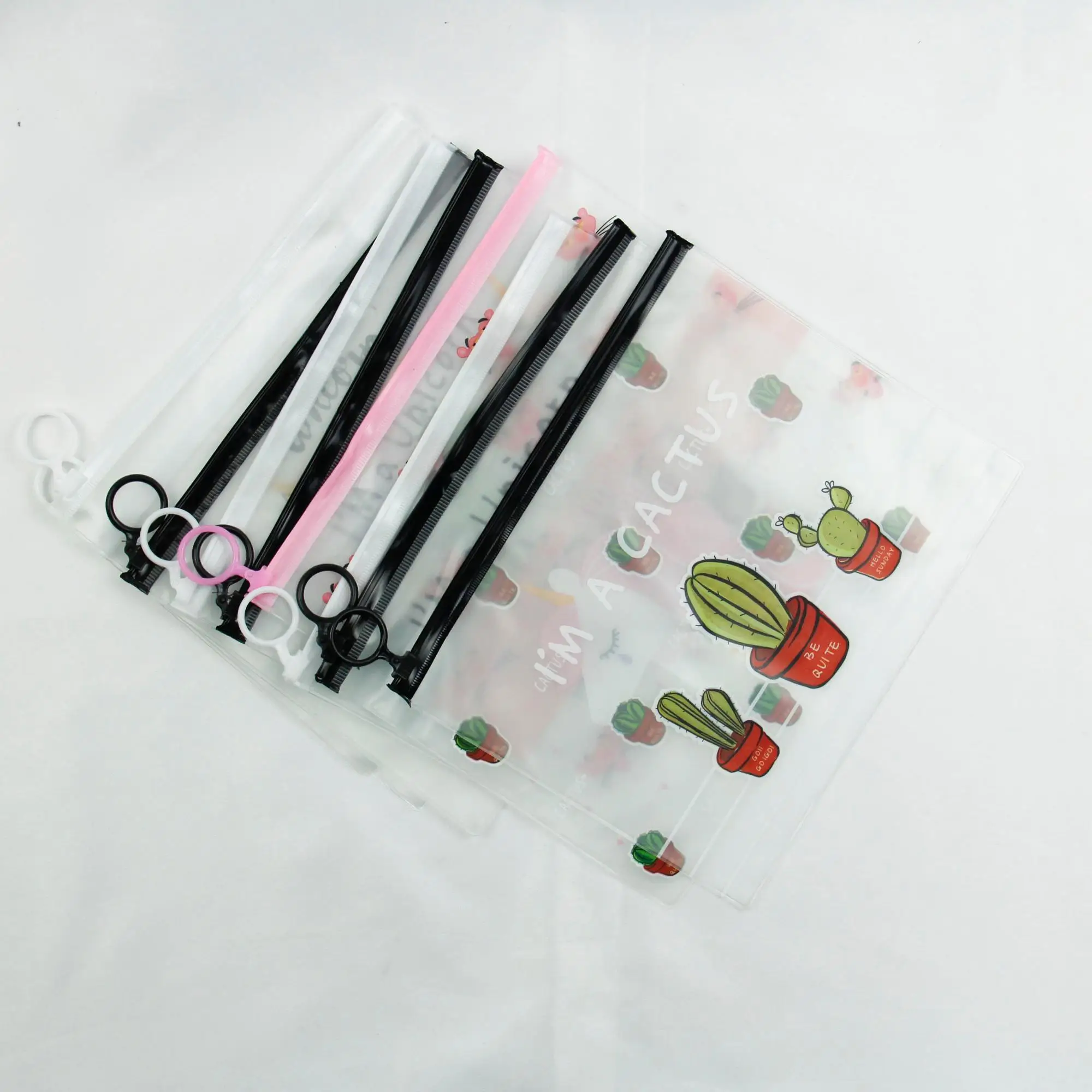 children kawaii stationery ladies clear waterproof plastic zip lock document bag