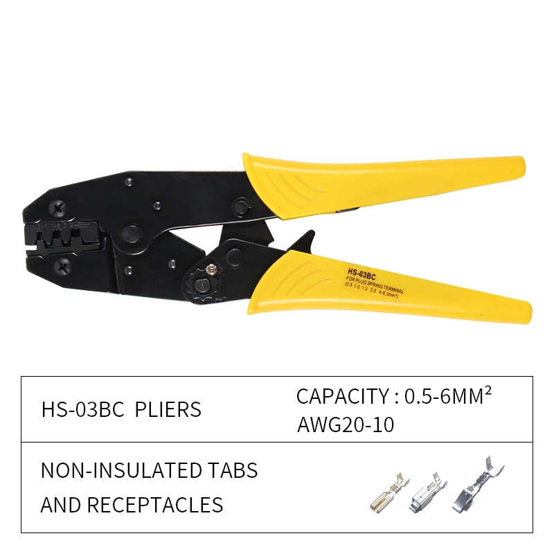 HS-03BC Wire Crimping Pliers Non Insulated Tabs Plug Spring Clamp Terminals Hand Tools Ratchet Plier Jaw Replacement kit alicat