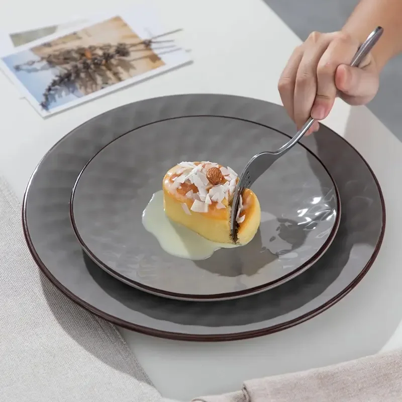 Hot-selling  Home Restaurant Stoneware Tableware Set Family Ceramic Tableware Embossed Dinner